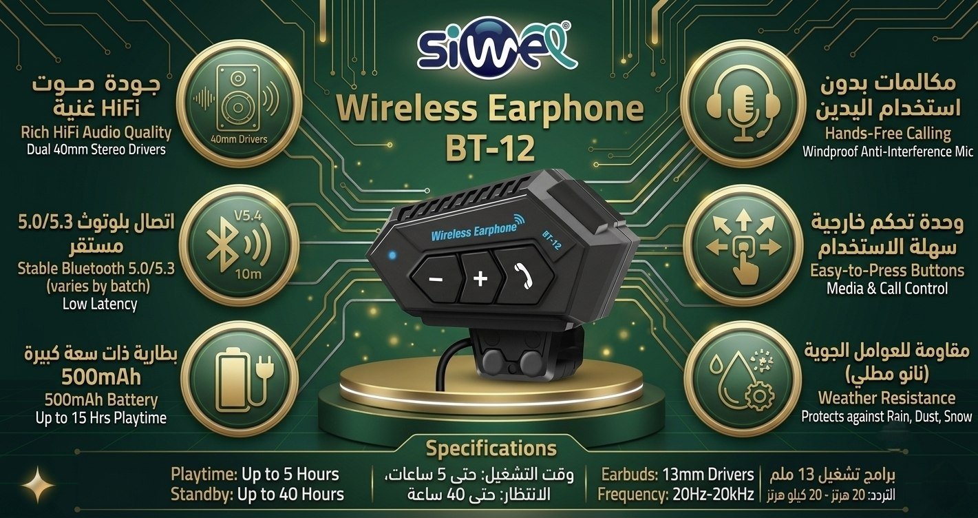 photo_2026-06-14_13-05-22 Wireless Earphones for Bike BT12 - Image 1